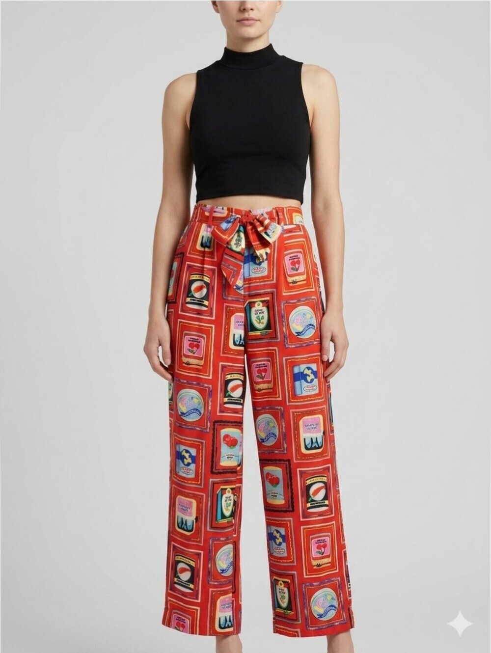 Haver & Blair Pull On Wide Leg Crop In Italian Grocery Print, BNWT, Sz S